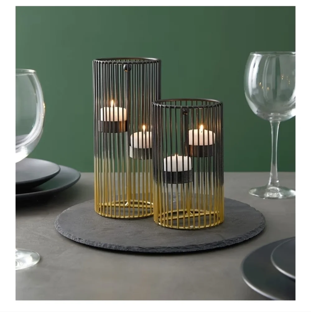 Elegant Black and Gold Candle Holders NEW